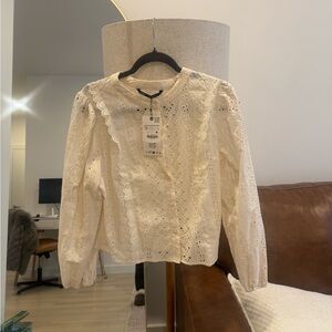Zara Ecru eyelet top size XL